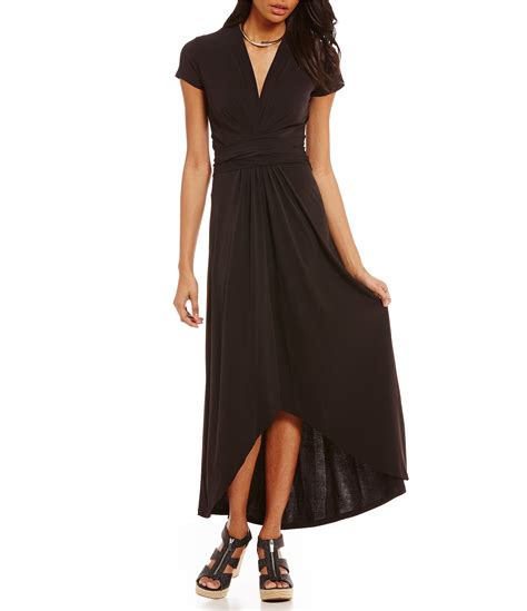 michael kors black jersey stretchy high low maxi wrap dress|Stretch Matte Jersey Cutout Dress .